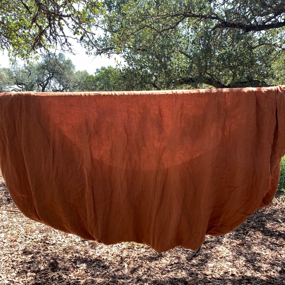 Parachute Fitted Sheet King Orange 100% Linen Terracotta Clay Bedding Home
